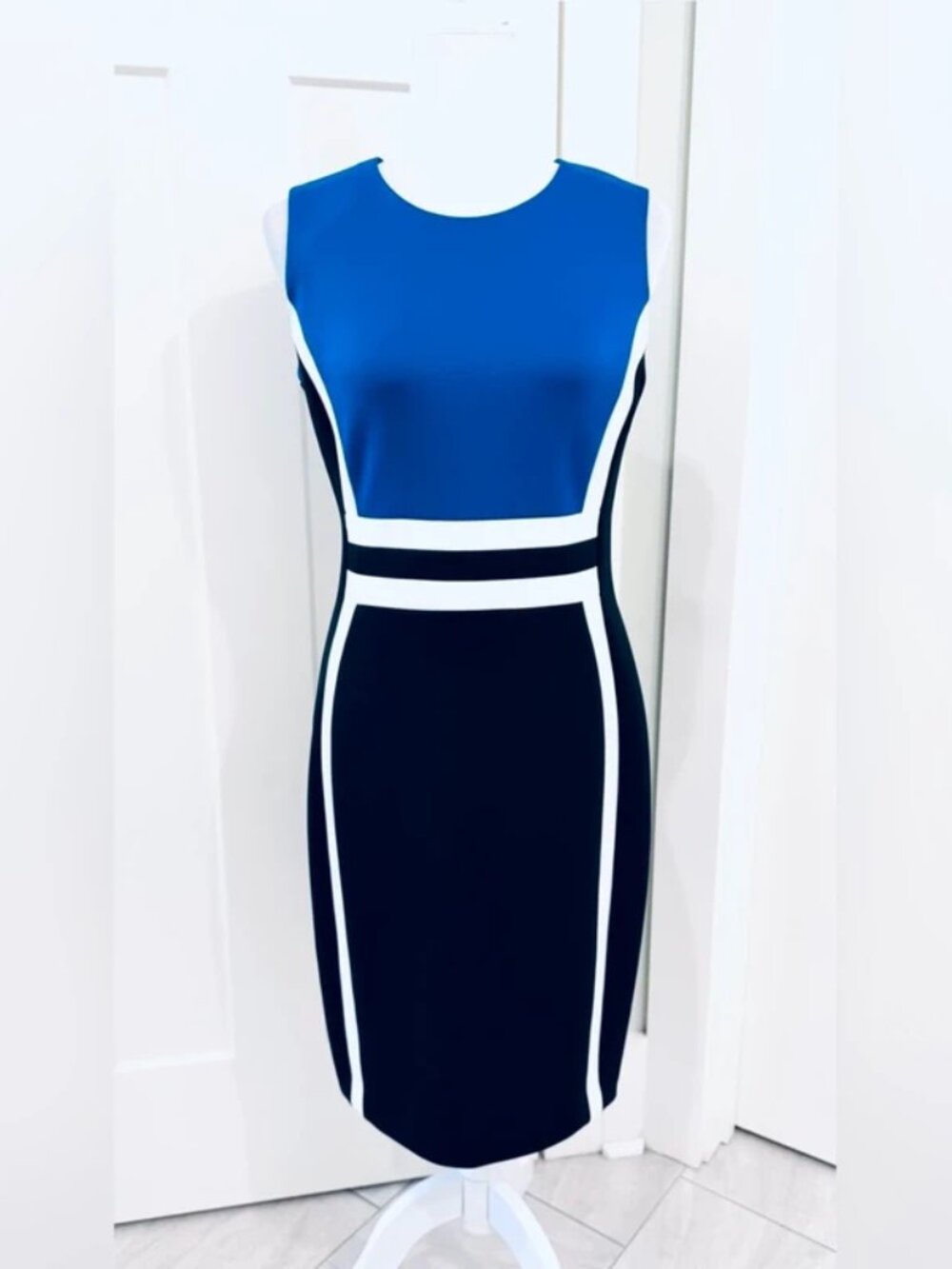 Calvin Klein Scuba Sheath Midi Work Office Dress, Size 8